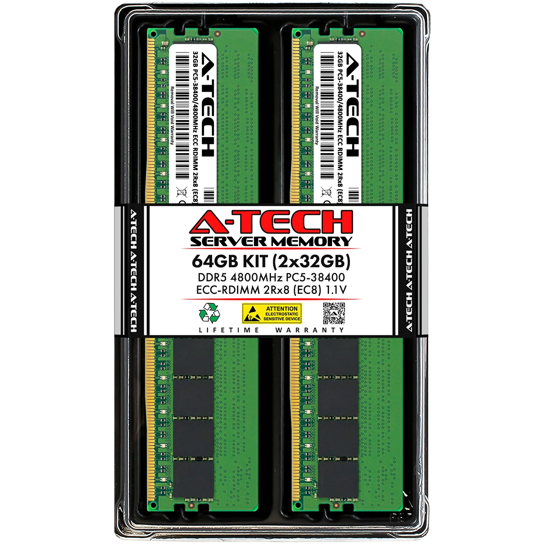 ASRock Rack W790D8H-2T/X550 Memory RAM | 64GB Kit (2x32GB) 2Rx8 DDR5 4800MHz (PC5-38400) EC8 RDIMM