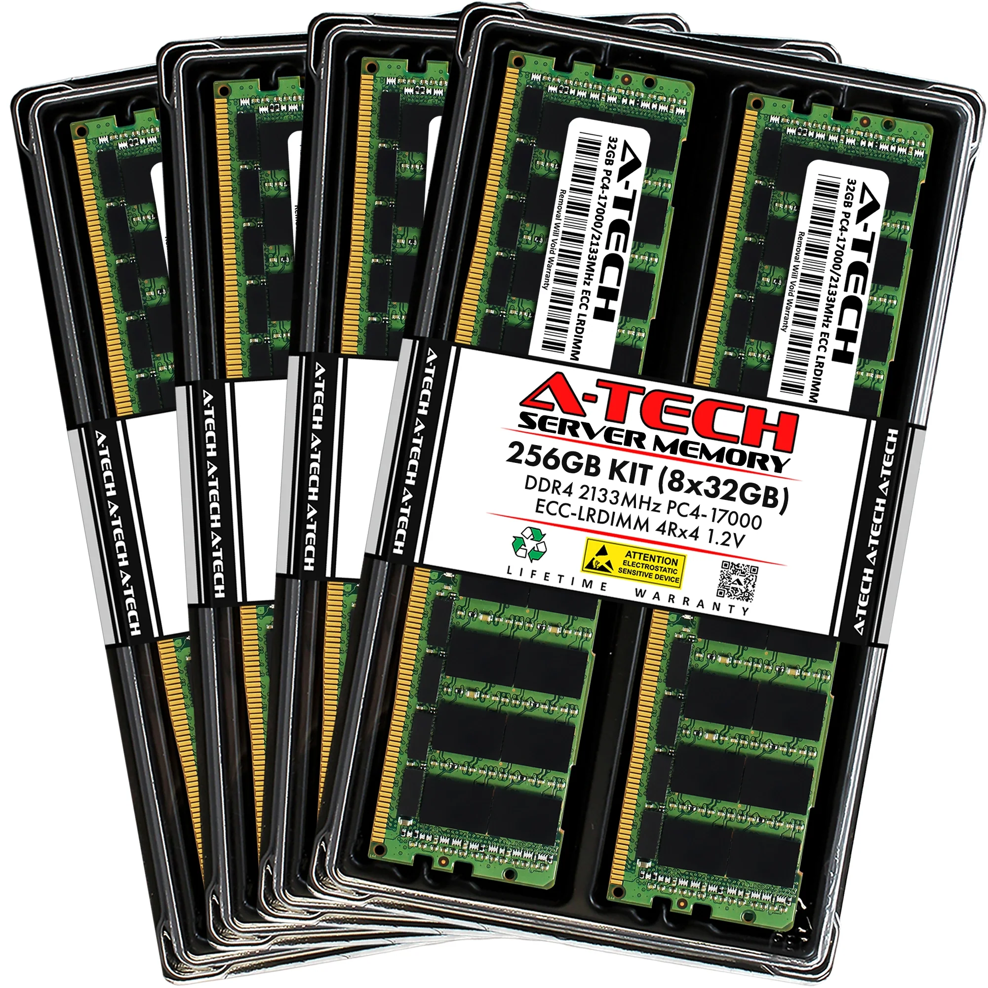QNAP ES1686dc-2142IT-128G Memory RAM | 256GB Kit (8x32GB) 4Rx4 DDR4 2133MHz (PC4-17000) LRDIMM