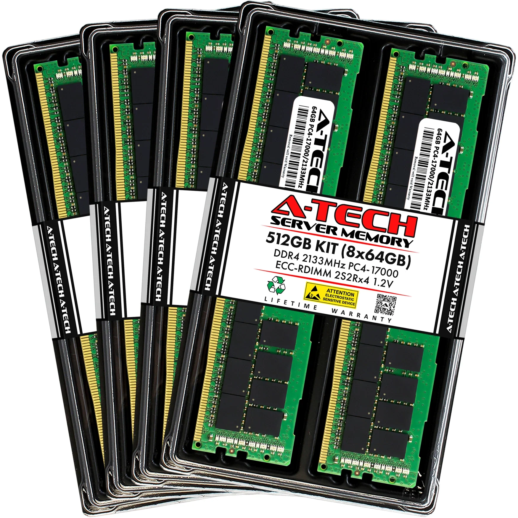 QNAP ES2486dc-2142IT-128G Memory RAM | 512GB Kit (8x64GB) 2S2rx4 DDR4 2133MHz (PC4-17000) RDIMM