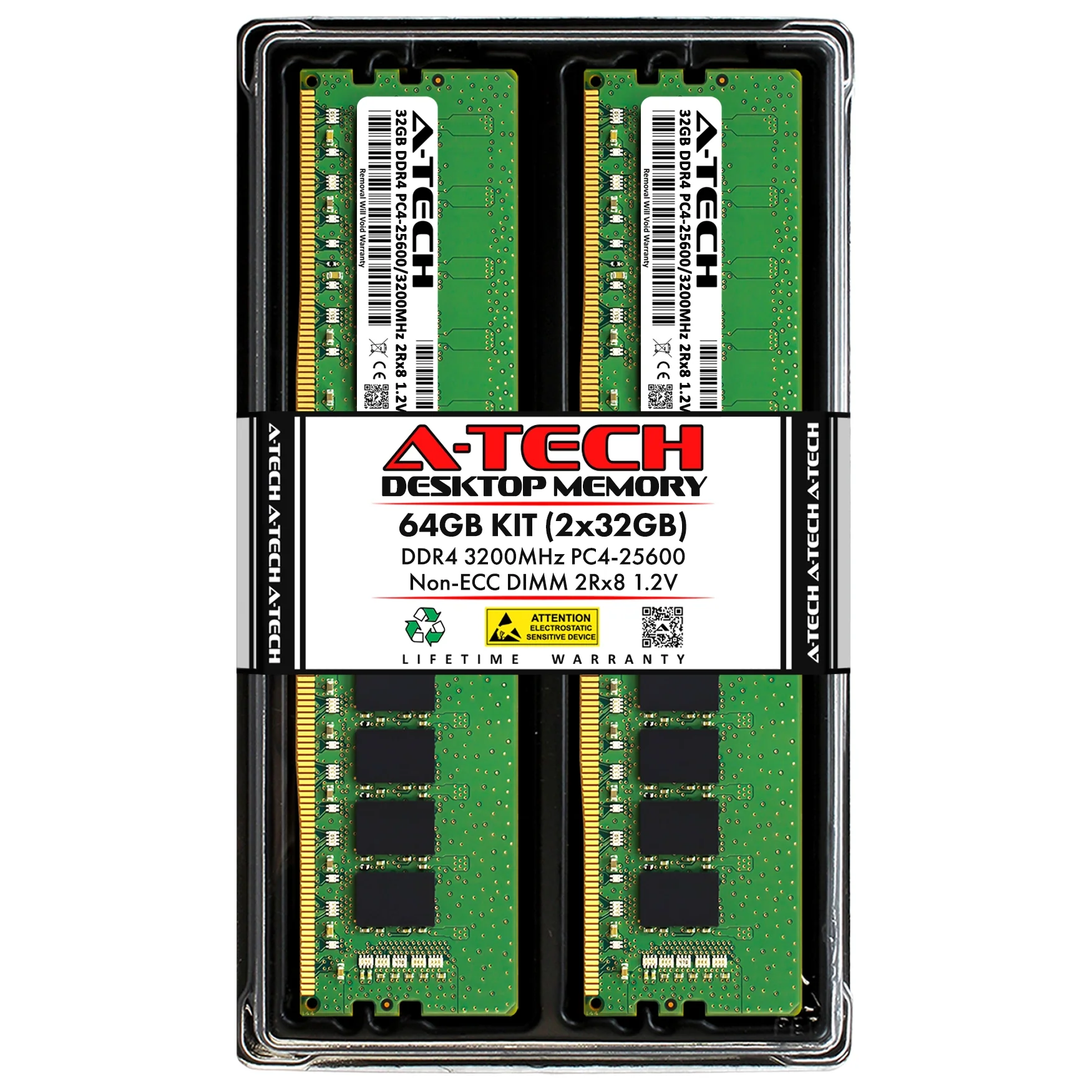 QNAP TS-h1277XU-RP-3700X-128G Memory RAM | 64GB Kit (2x32GB) 2Rx8 DDR4 3200MHz (PC4-25600) Non-ECC DIMM