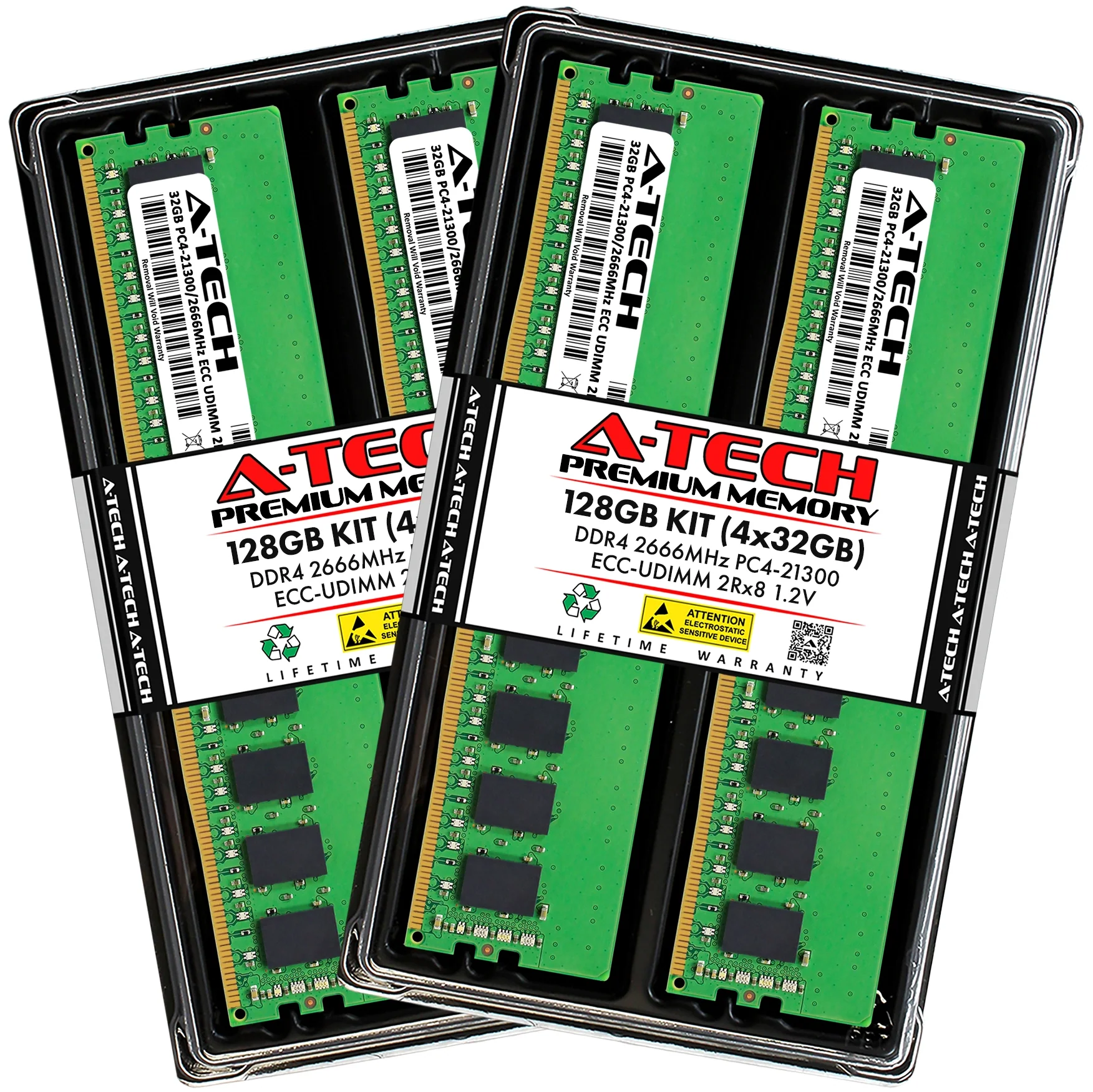 QNAP TS-h1283XU-RP-E2236-32G Memory RAM | 128GB Kit (4x32GB) 2Rx8 DDR4 2666MHz (PC4-21300) ECC UDIMM