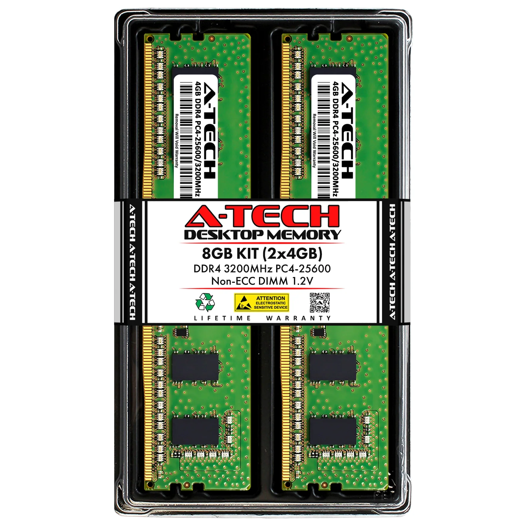 QNAP TS-h1677XU-RP-3700X-32G Memory RAM | 8GB Kit (2x4GB) DDR4 3200MHz (PC4-25600) Non-ECC DIMM