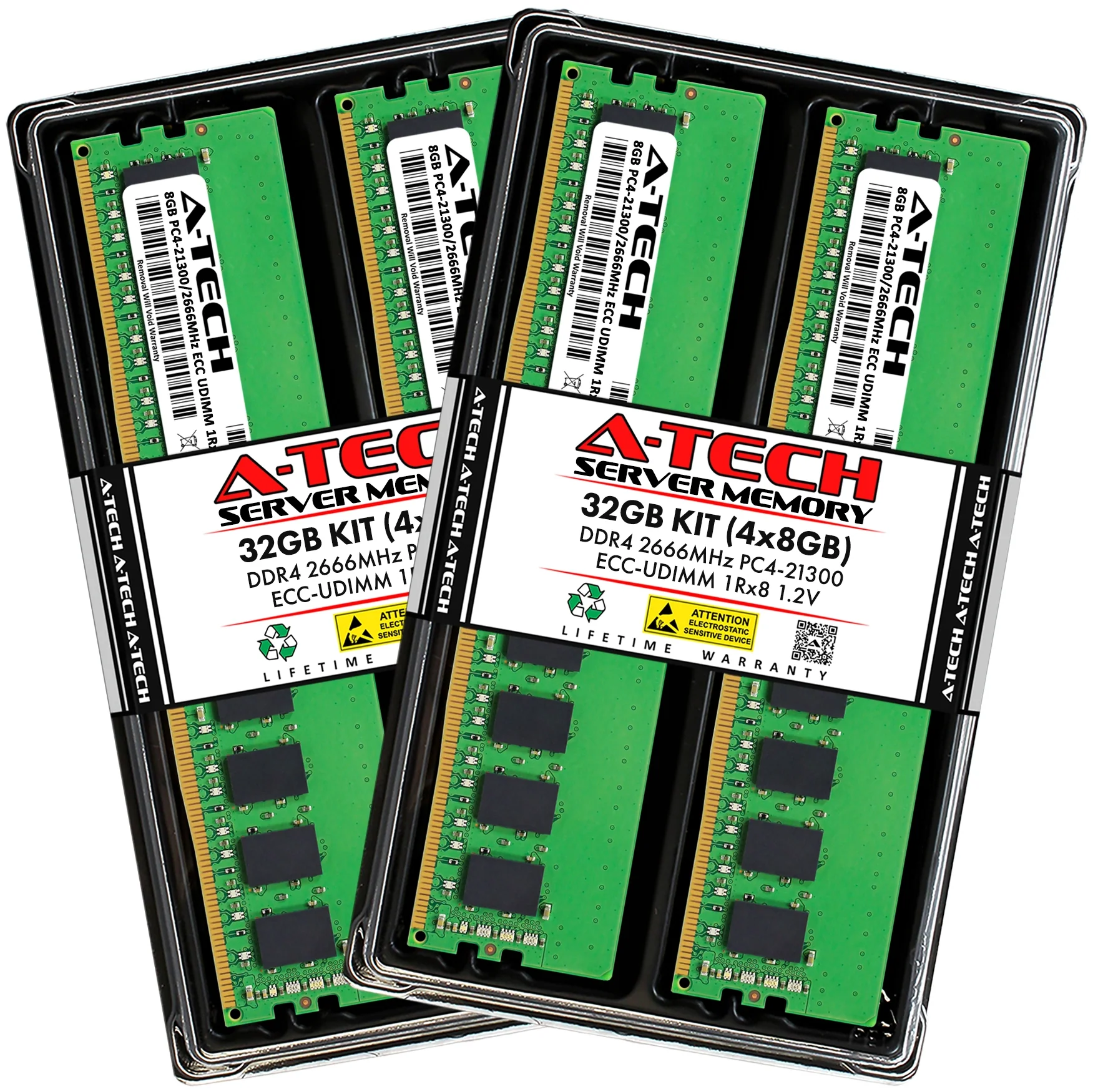 QNAP TS-h1683XU-RP-E2236-128G Memory RAM | 32GB Kit (4x8GB) 1Rx8 DDR4 2666MHz (PC4-21300) ECC UDIMM