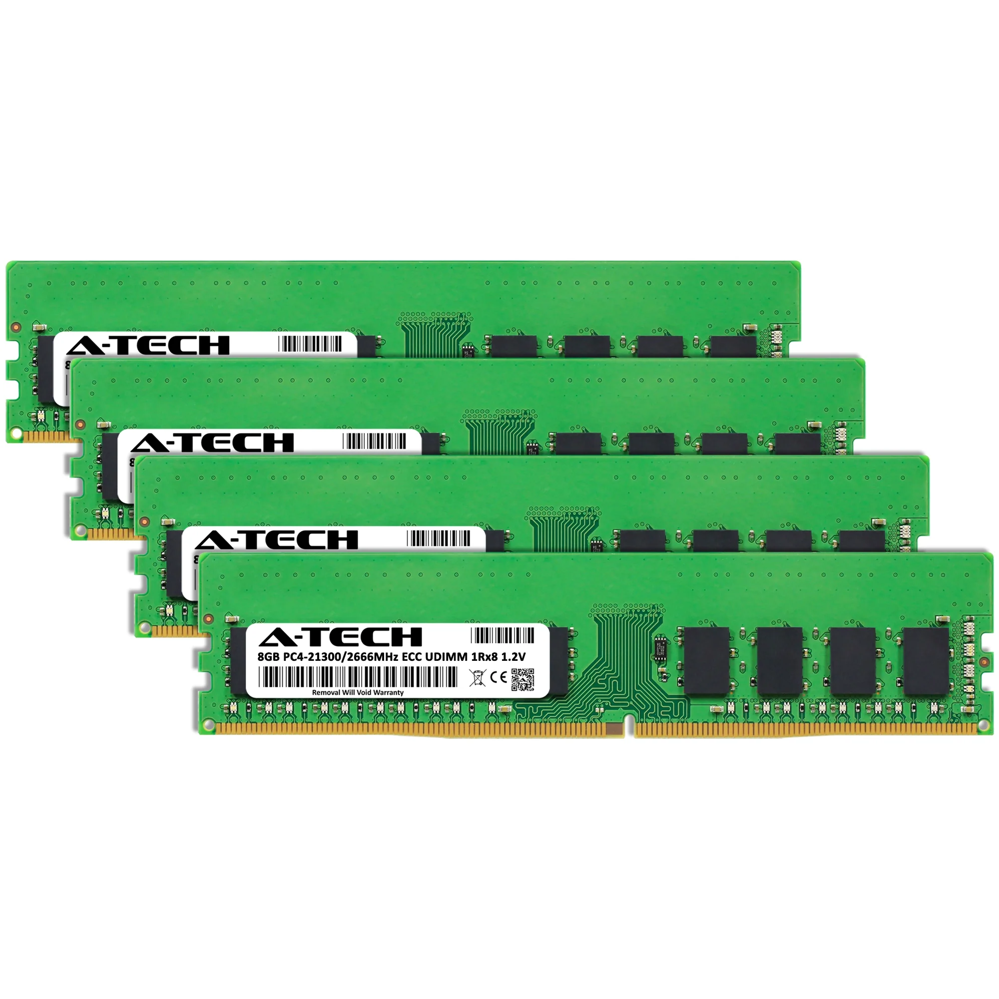 QNAP TS-h1683XU-RP-E2236-128G Memory RAM | 32GB Kit (4x8GB) 1Rx8 DDR4 2666MHz (PC4-21300) ECC UDIMM - Image 2