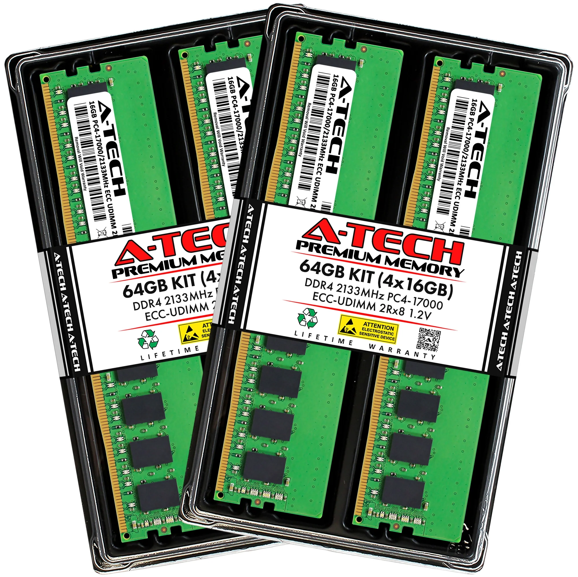 QNAP TS-h886-D1602-8G Memory RAM | 64GB Kit (4x16GB) 2Rx8 DDR4 2133MHz (PC4-17000) ECC UDIMM
