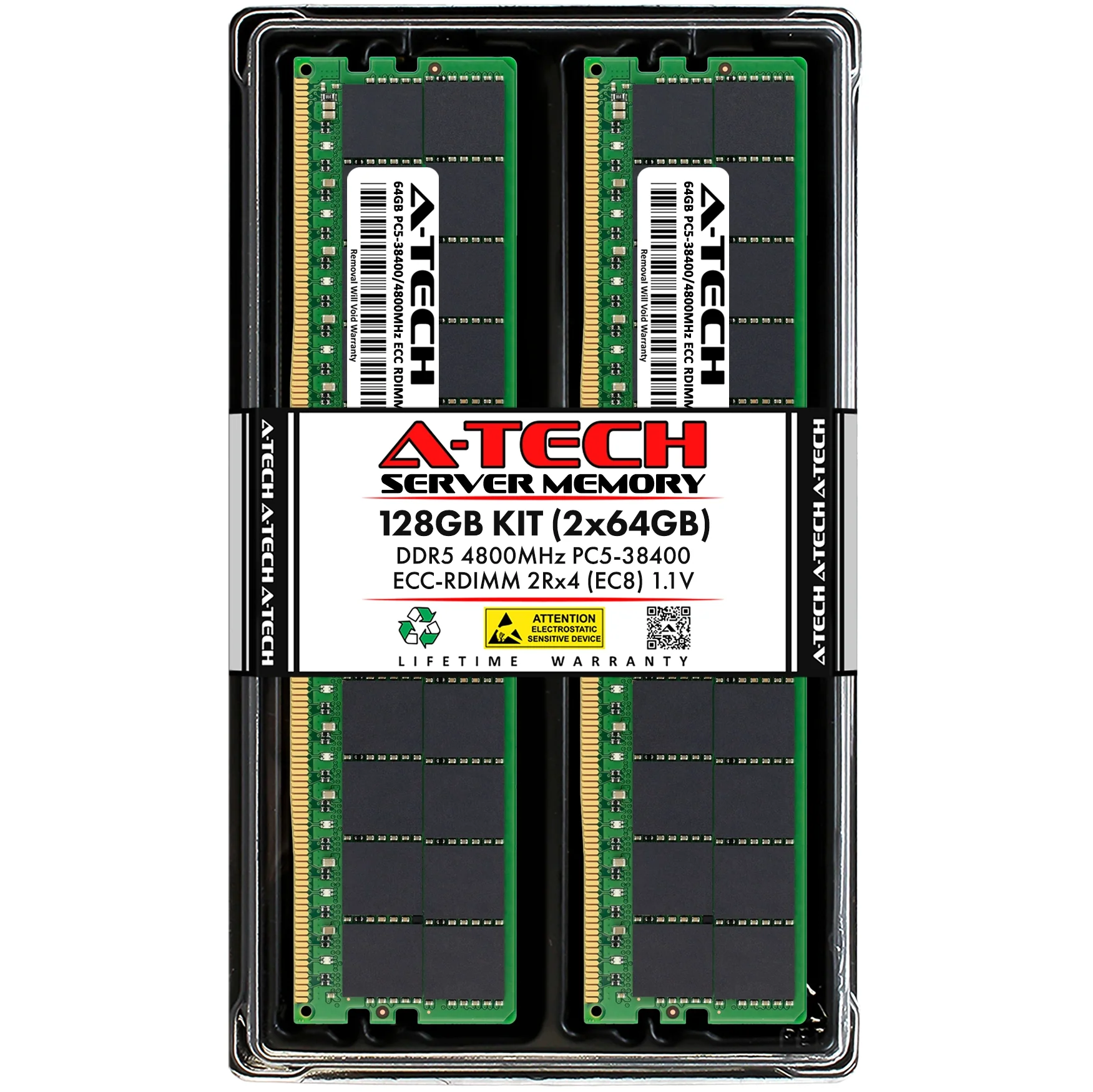 Tyan B8050F65TV8E2H-N Memory RAM | 128GB Kit (2x64GB) 2Rx4 DDR5 4800MHz (PC5-38400) EC8 RDIMM