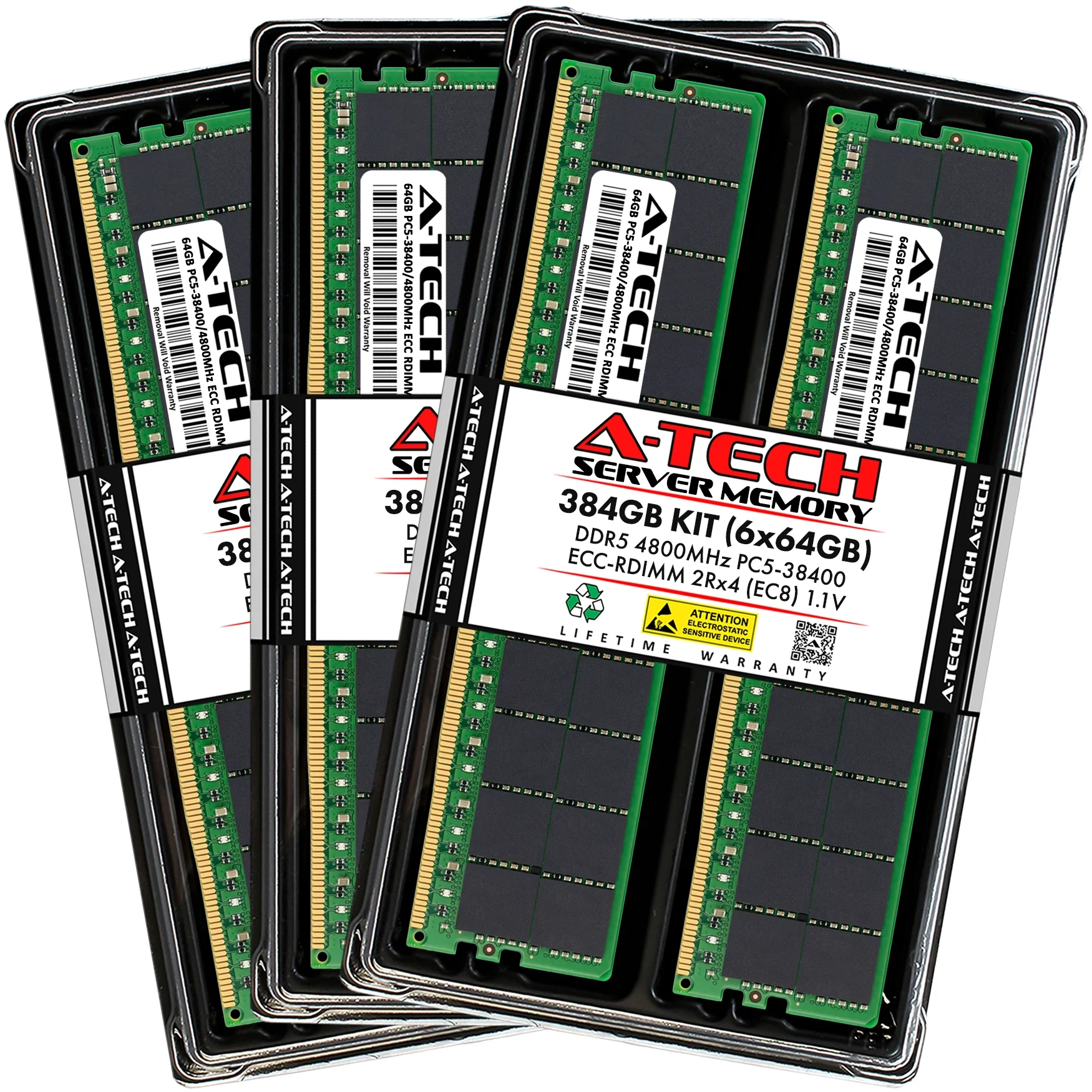 Tyan B8056T70V8E6HR-2T Memory RAM | 384GB Kit (6x64GB) 2Rx4 DDR5 4800MHz (PC5-38400) EC8 RDIMM