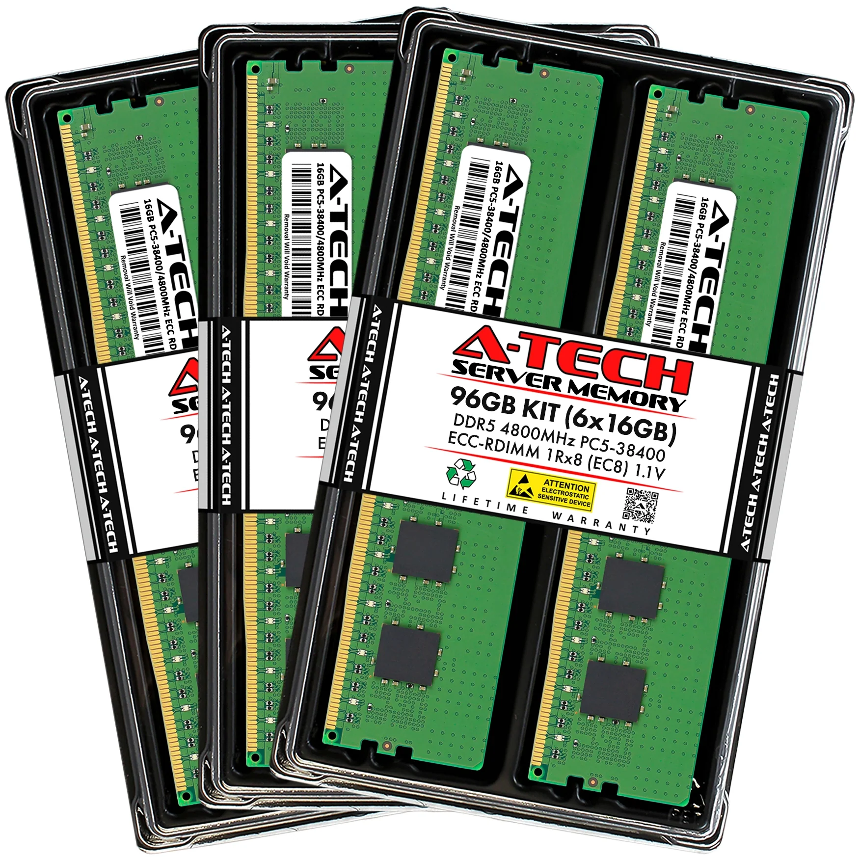 Tyan B8056T70V8E6HR-2T Memory RAM | 96GB Kit (6x16GB) 1Rx8 DDR5 4800MHz (PC5-38400) EC8 RDIMM